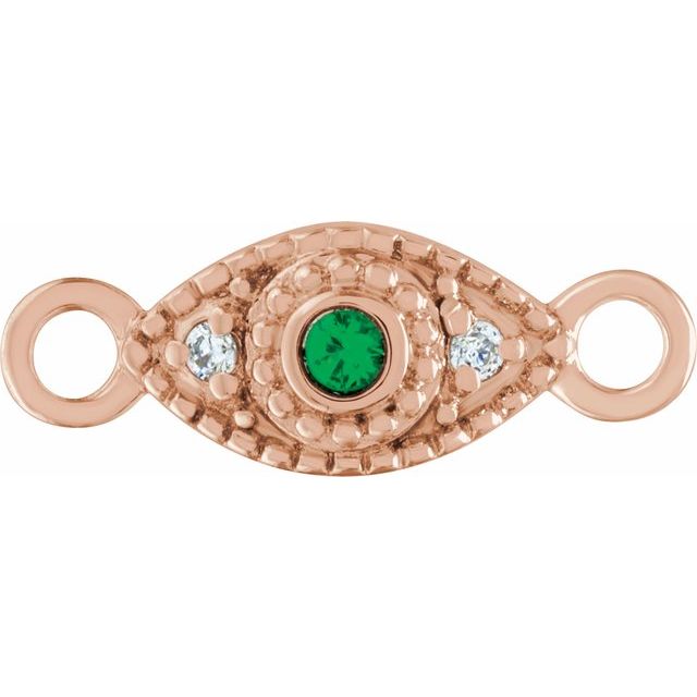 Petite Pavé® Natural Emerald & .01 CTW Natural Diamond Evil Eye Link