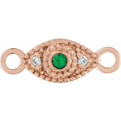 Petite Pavé® Natural Emerald & .01 CTW Natural Diamond Evil Eye Link