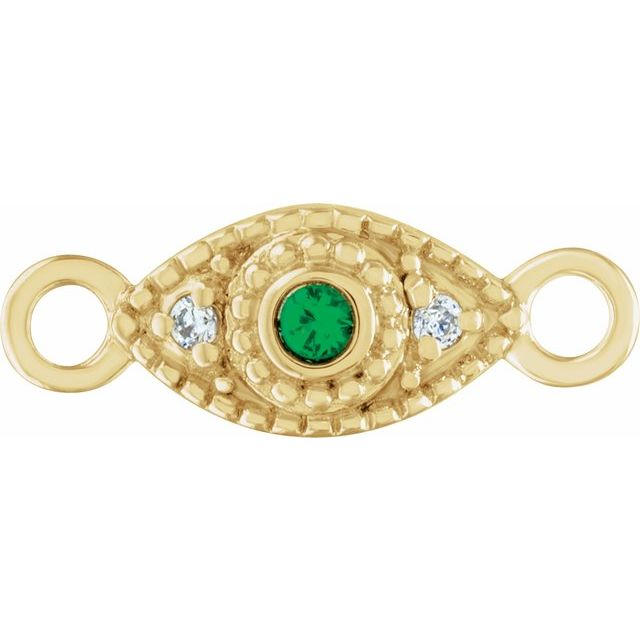 Petite Pavé® Natural Emerald & .01 CTW Natural Diamond Evil Eye Link