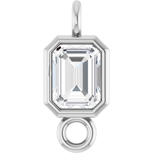 1/4 CT Natural Diamond Bezel-Set Link, 4.2 mm x 9.6 mm, Emerald