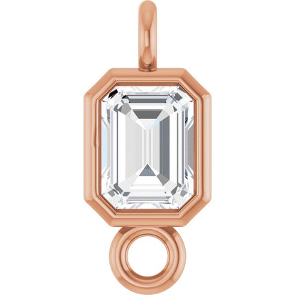 1/4 CT Lab-Grown Diamond Bezel-Set Link, 4.2 mm x 9.6 mm, Emerald