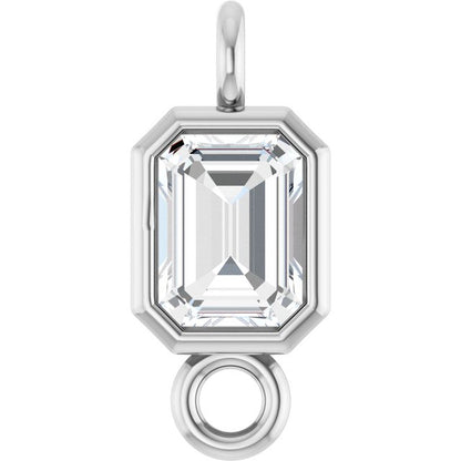 1/4 CT Lab-Grown Diamond Bezel-Set Link, 4.2 mm x 9.6 mm, Emerald