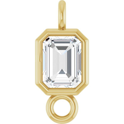 1/4 CT Natural Diamond Bezel-Set Link, 4.2 mm x 9.6 mm, Emerald