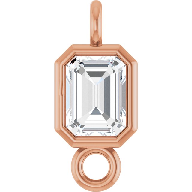 1/4 CT Natural Diamond Bezel-Set Link, 4.2 mm x 9.6 mm, Emerald