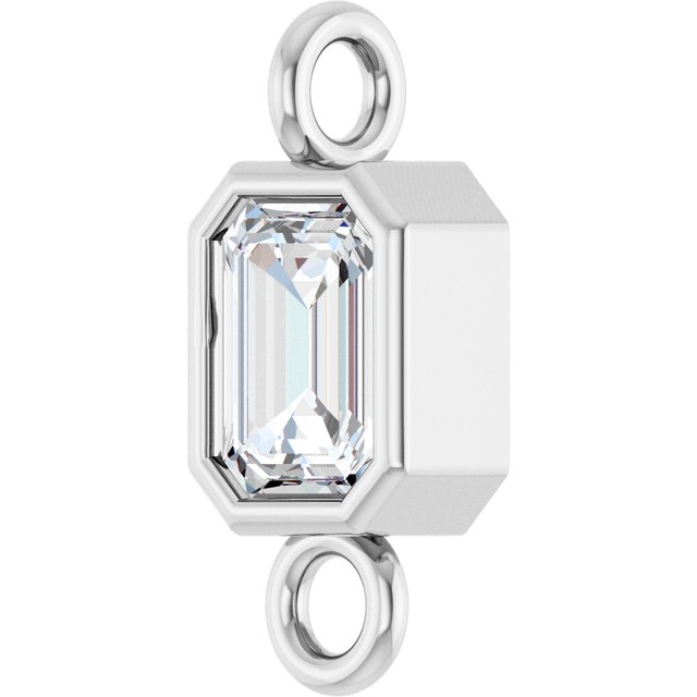 1/4 CT Natural Diamond Bezel-Set Link, 4.2 mm x 9.6 mm, Emerald
