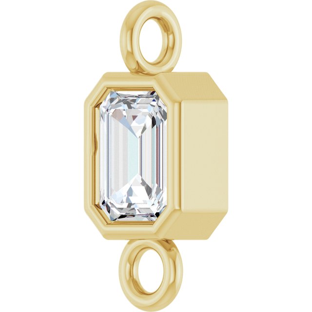 1/4 CT Lab-Grown Diamond Bezel-Set Link, 4.2 mm x 9.6 mm, Emerald