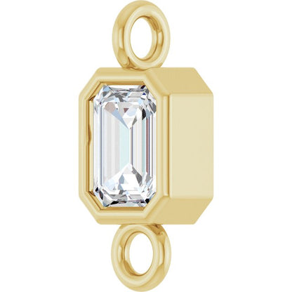1/4 CT Lab-Grown Diamond Bezel-Set Link, 4.2 mm x 9.6 mm, Emerald