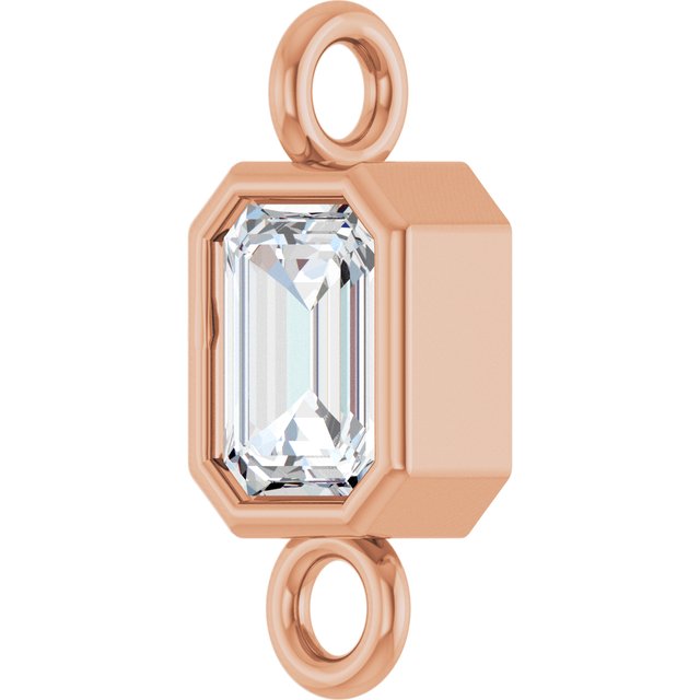 1/4 CT Natural Diamond Bezel-Set Link, 4.2 mm x 9.6 mm, Emerald