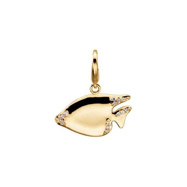 14K Yellow Gold .06 CTW Natural Diamond Sunfish Charm/Pendant