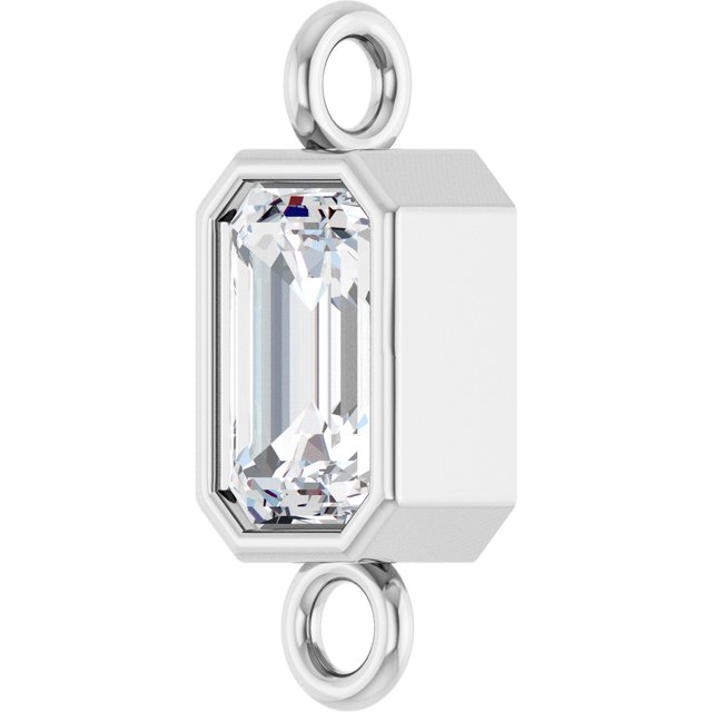 3/8 CT Natural Diamond Bezel-Set Link, 4.2 mm x 10.6 mm, Emerald