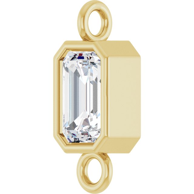 3/8 CT Natural Diamond Bezel-Set Link, 4.2 mm x 10.6 mm, Emerald