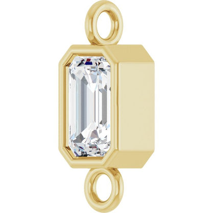 3/8 CT Natural Diamond Bezel-Set Link, 4.2 mm x 10.6 mm, Emerald