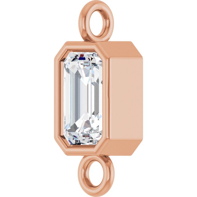 3/8 CT Natural Diamond Bezel-Set Link, 4.2 mm x 10.6 mm, Emerald