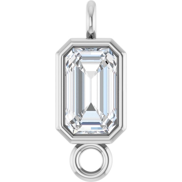 3/8 CT Natural Diamond Bezel-Set Link, 4.2 mm x 10.6 mm, Emerald