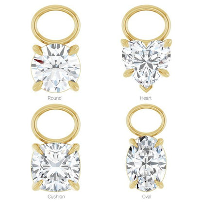 1/2 CT Natural Diamond Hoop Dangle, 5.3 mm x 9.3 mm