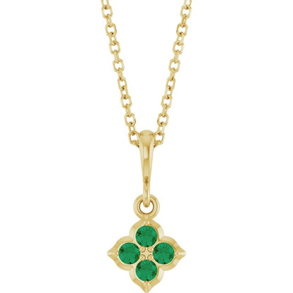 14K Yellow Gold Lab-Grown Emerald 16-18" Necklace, 9.1 x 7.25 mm