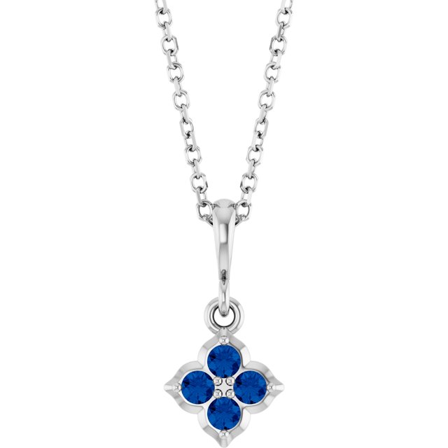Lab-Grown Blue Sapphire 16-18" Necklace