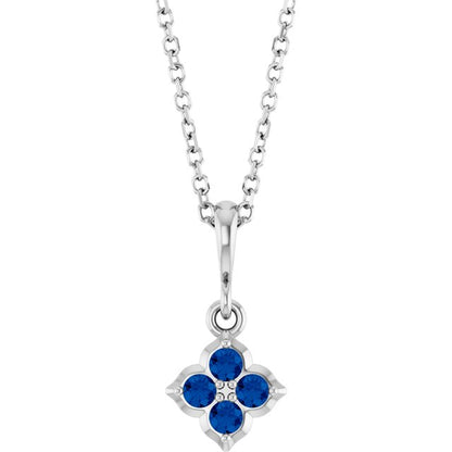 Lab-Grown Blue Sapphire 16-18" Necklace
