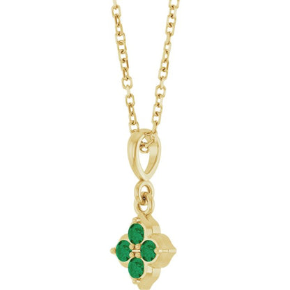 14K Yellow Gold Lab-Grown Emerald 16-18" Necklace, 9.1 x 7.25 mm