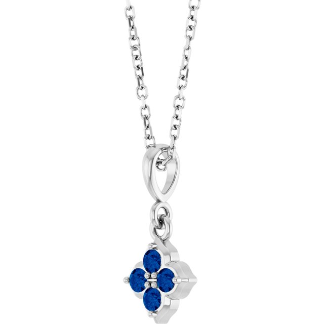 Lab-Grown Blue Sapphire 16-18" Necklace
