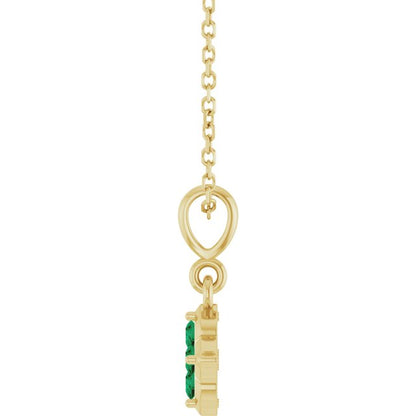 14K Yellow Gold Lab-Grown Emerald 16-18" Necklace, 9.1 x 7.25 mm