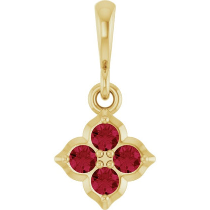 14K Yellow Gold Lab-Grown Ruby Pendant, 9.1 x 7.25 mm
