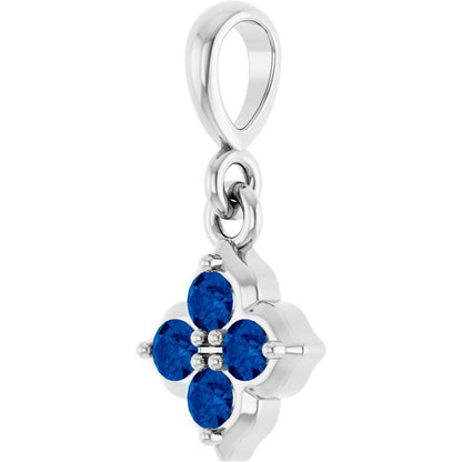 14K White Gold Lab-Grown Blue Sapphire Pendant, 9.1 x 7.25 mm