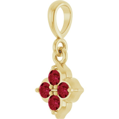 14K Yellow Gold Lab-Grown Ruby Pendant, 9.1 x 7.25 mm