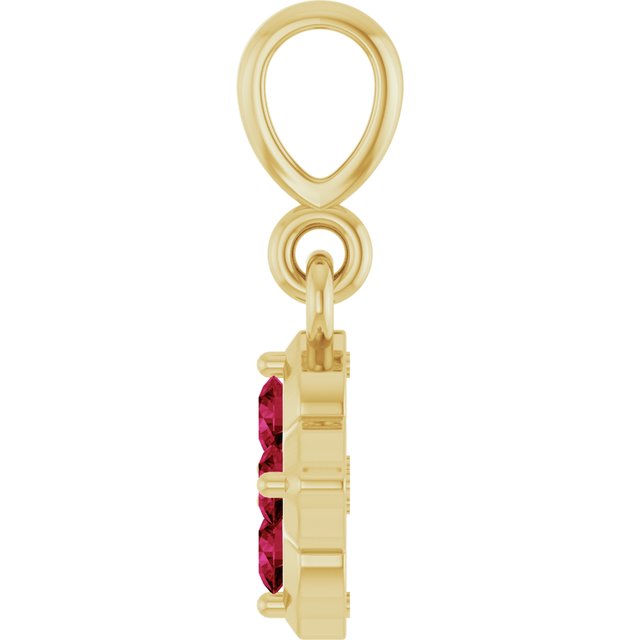 14K Yellow Gold Lab-Grown Ruby Pendant, 9.1 x 7.25 mm