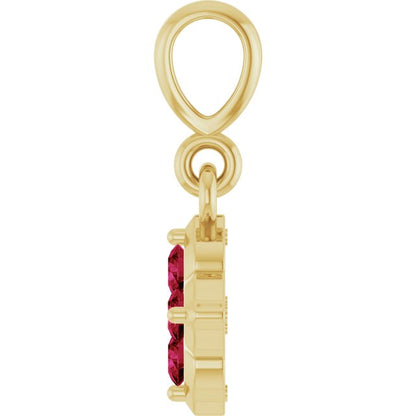 14K Yellow Gold Lab-Grown Ruby Pendant, 9.1 x 7.25 mm