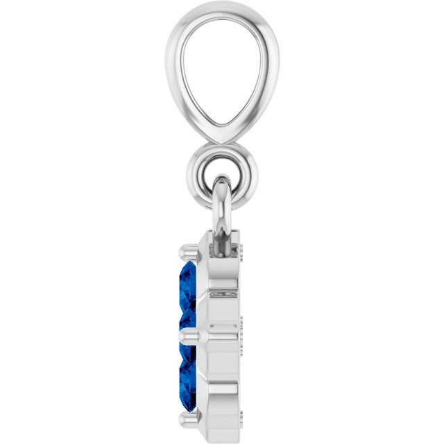 14K White Gold Lab-Grown Blue Sapphire Pendant, 9.1 x 7.25 mm