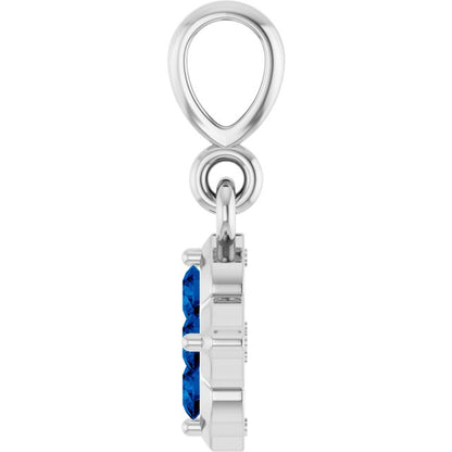 14K White Gold Lab-Grown Blue Sapphire Pendant, 9.1 x 7.25 mm