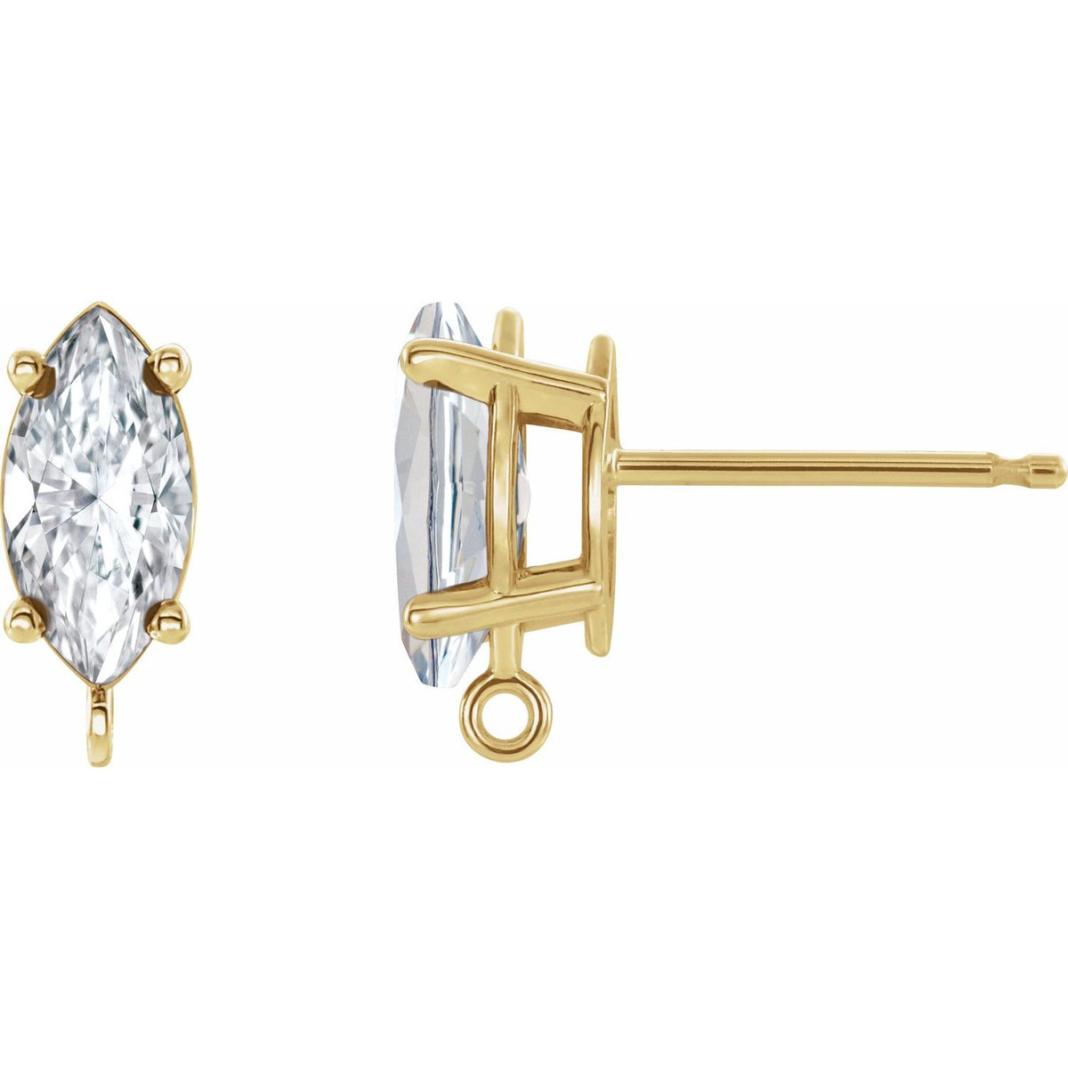 14K Yellow Gold 1/4 CT Lab-Grown Diamond Earring Top