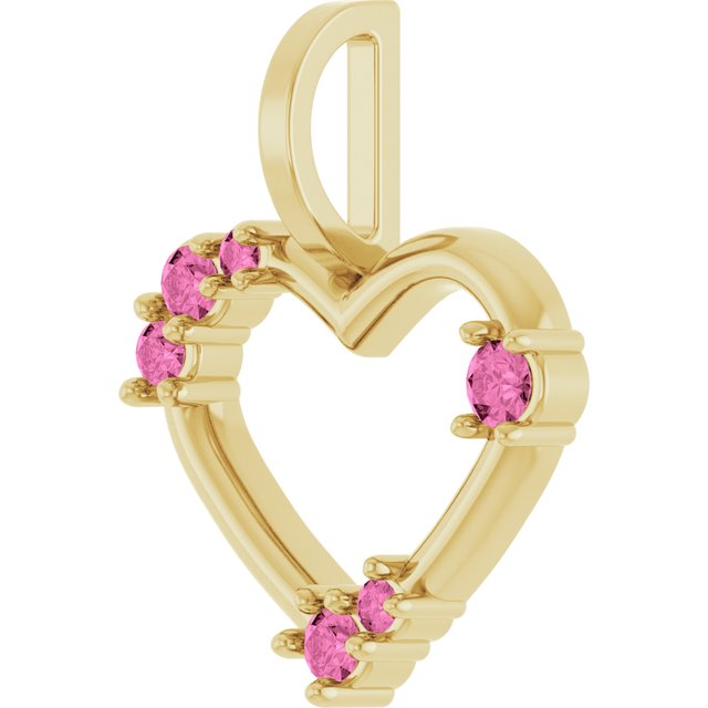 14K Yellow Gold Natural Pink Sapphire Heart Pendant