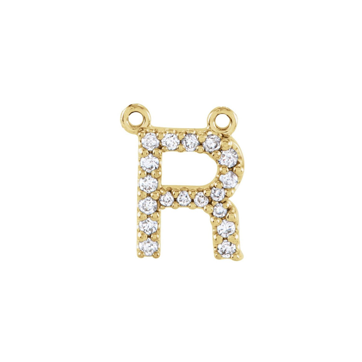 14K Yellow Gold 1/8 CTW Lab-Grown Diamond Initial R Necklace Center
