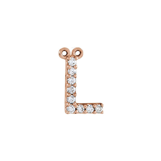 14K Rose Gold .08 CTW Natural Diamond Initial L Necklace Center