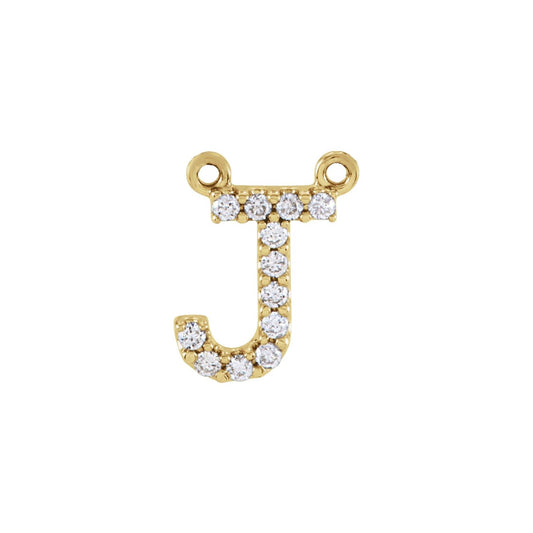 14K Yellow Gold 1/10 CTW Natural Diamond Initial J Necklace Center