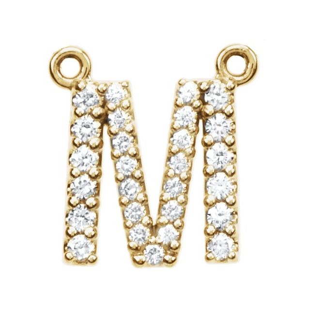 14K Yellow Gold 1/6 CTW Lab-Grown Diamond Initial M Necklace Center