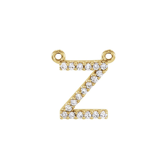 14K Yellow Gold .07 CTW Natural Diamond Block Initial Z Necklace Center