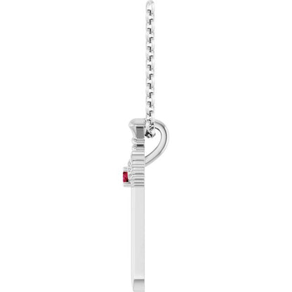 Natural Ruby Dagger 18" Necklace