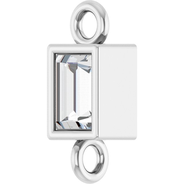 .08 CT Natural Diamond Bezel-Set Link, 2.9 mm x 7.5 mm, Straight Baguette
