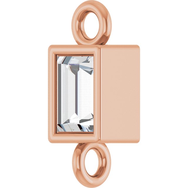 .08 CT Natural Diamond Bezel-Set Link, 2.9 mm x 7.5 mm, Straight Baguette