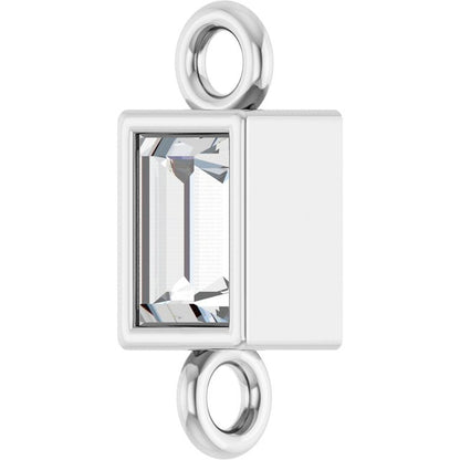 .08 CT Lab-Grown Diamond Bezel-Set Link, 2.9 mm x 7.5 mm, Straight Baguette