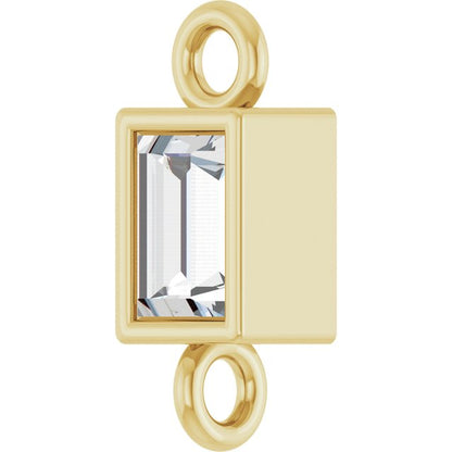 .08 CT Lab-Grown Diamond Bezel-Set Link, 2.9 mm x 7.5 mm, Straight Baguette