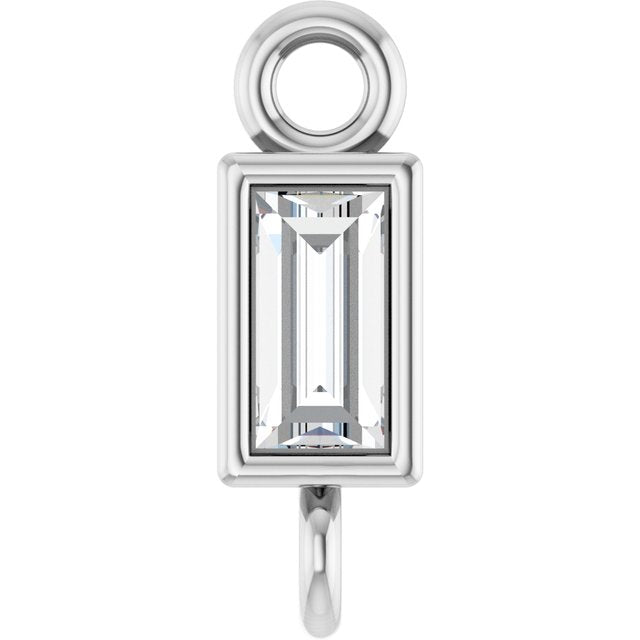 .04 CT Natural Diamond Bezel-Set Link, 2.4 mm x 7.5 mm, Straight Baguette