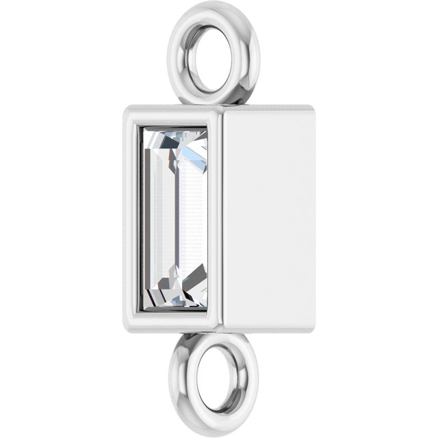 .04 CT Natural Diamond Bezel-Set Link, 2.4 mm x 7.5 mm, Straight Baguette