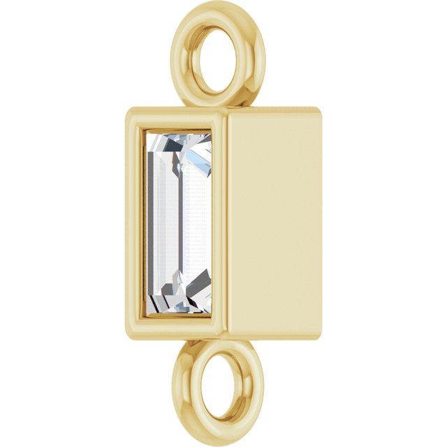 .04 CT Natural Diamond Bezel-Set Link, 2.4 mm x 7.5 mm, Straight Baguette
