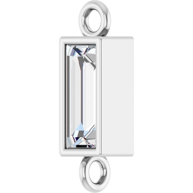 1/6 CT Natural Diamond Bezel-Set Link, 2.9 mm x 9.5 mm, Straight Baguette