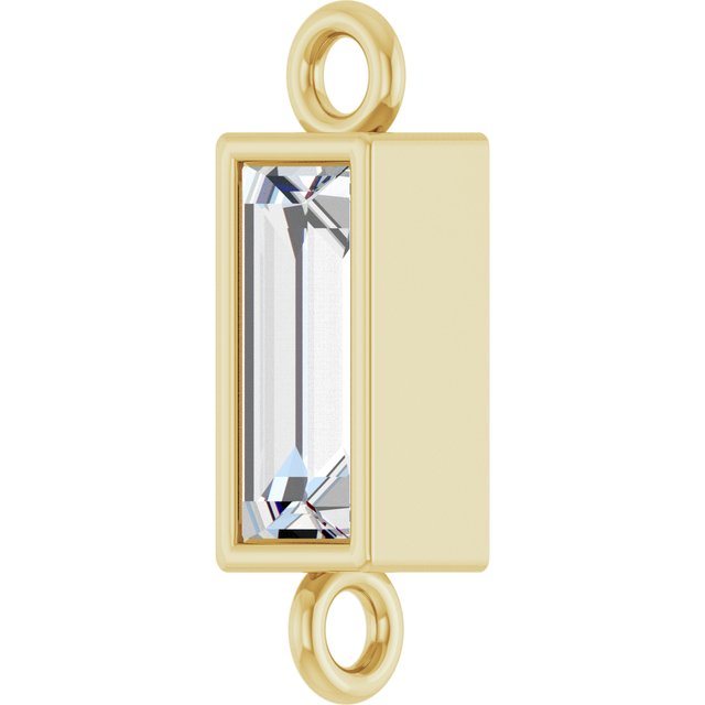 1/6 CT Natural Diamond Bezel-Set Link, 2.9 mm x 9.5 mm, Straight Baguette