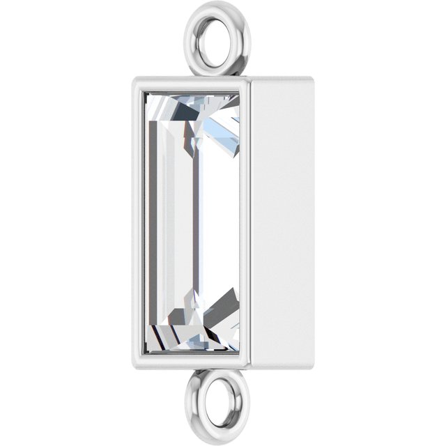 3/8 CT Natural Diamond Bezel-Set Link, 3.9 mm x 10.5 mm, Straight Baguette